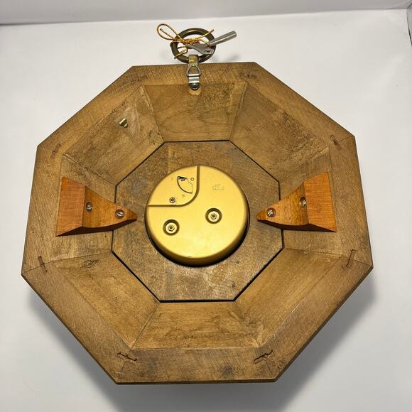 MCM 8 Day Wall Clock In Wooden Octagon Frame Made in France Untested - Picture 4 of 9